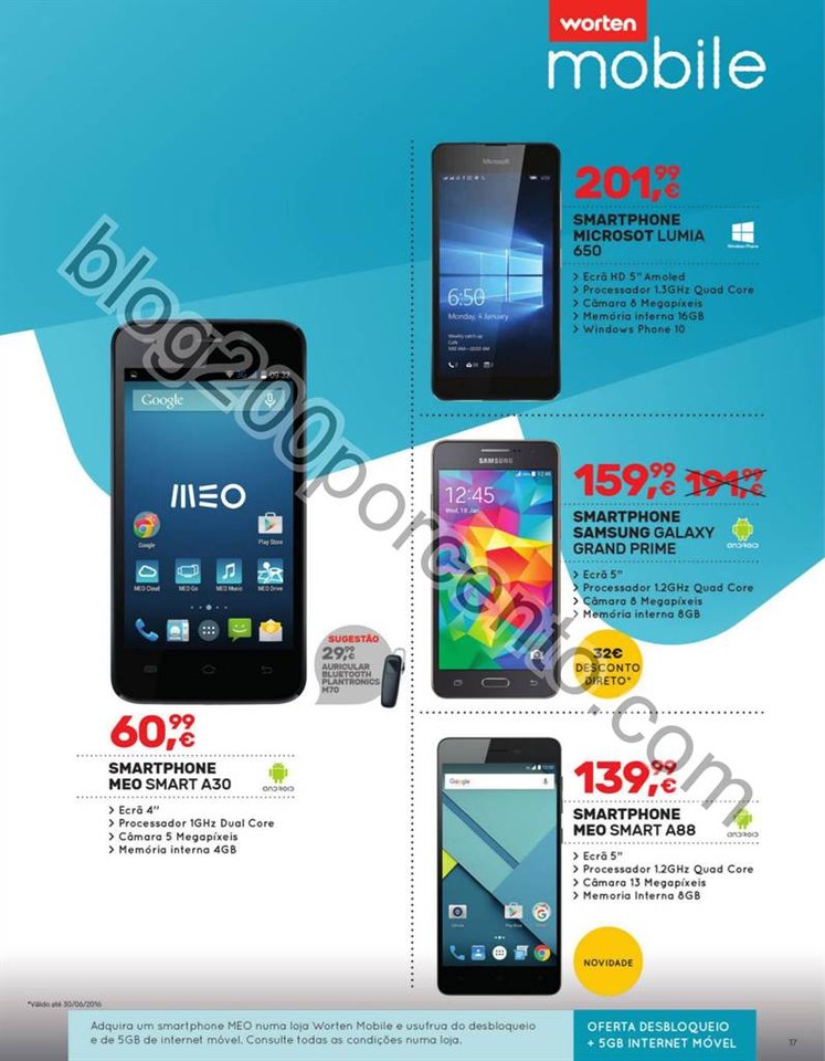 Antevisão Folheto WORTEN Mobile promoções de 7 