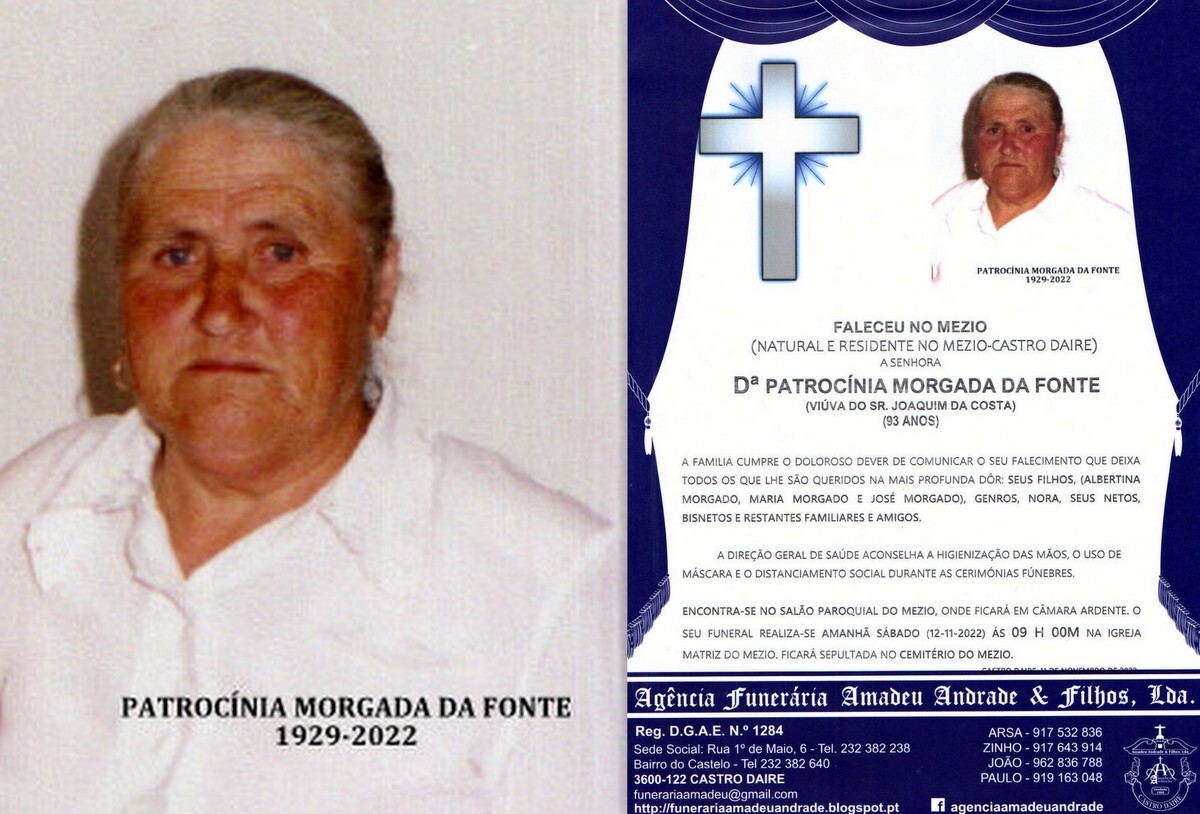 FOTO RIP DE PATROCÍNIA MORGADA DA FONTE-93 ANOS M