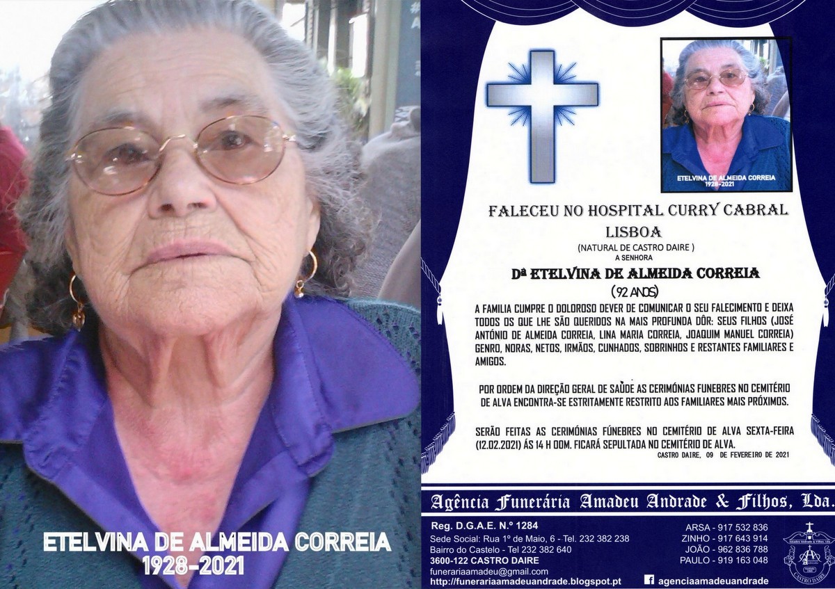 FOTO RIP DE ETELVINA DE ALMEIDA CORREIA -92 ANOS (