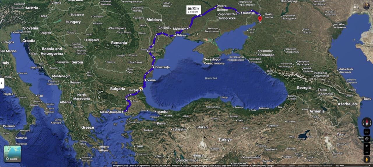 From Alexandroupolis to Rostov-on-Don by car