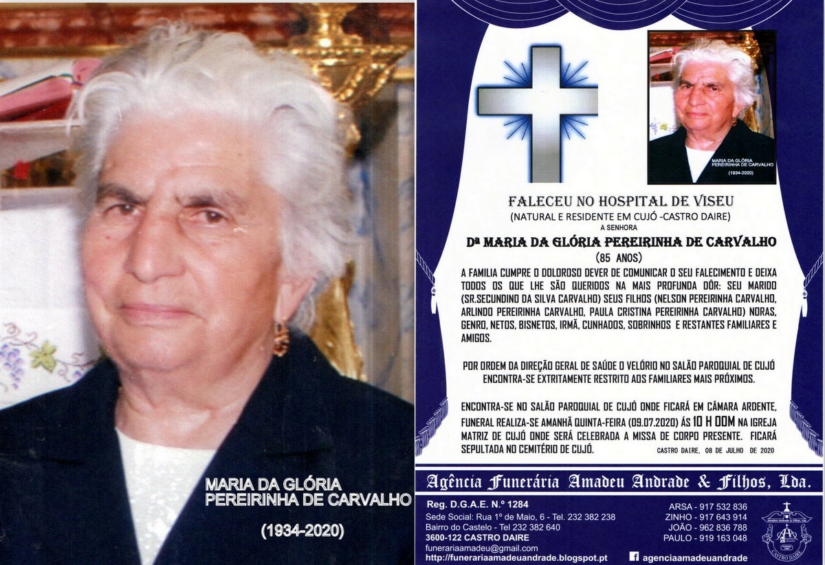 FOTO RIP DE MARIA DA GLÓRIA PEREIRINHA DE CARVALH