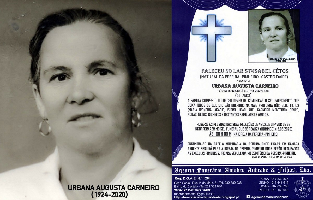 FOTO RIP  DE URBANA AUGUSTA CARNEIRO-95 ANOS (PERE