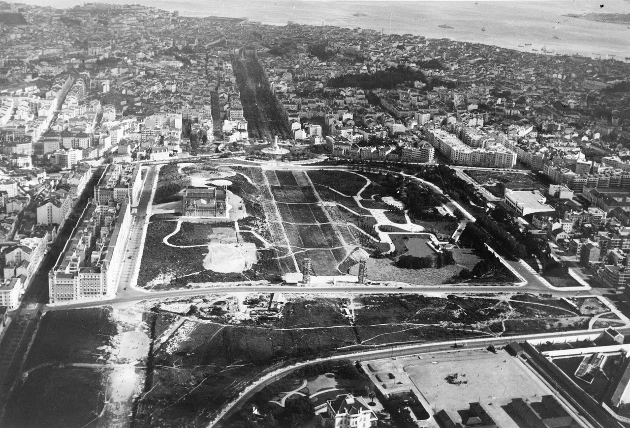 Fotografia aérea sobre o Parque Eduardo VII, 1950 Fotografia aérea sobre o Parque Eduardo VII, 1950