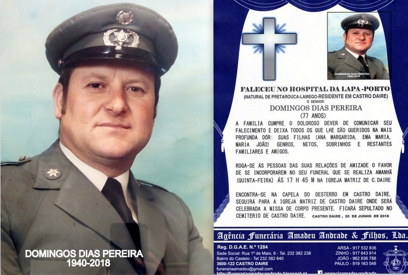 FOTO RIP-DE DOMINGOS DIAS PEREIRA -77 ANOS (CASTRO
