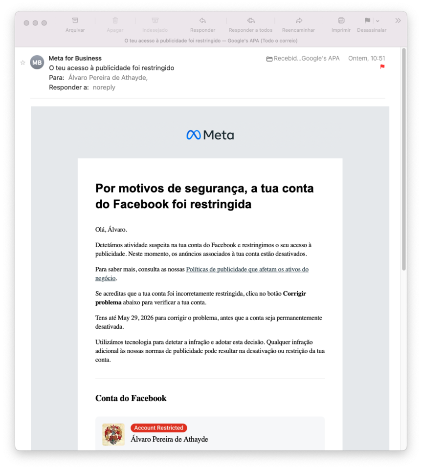 O teu acesso à publicidade foi restringido - 1.pn