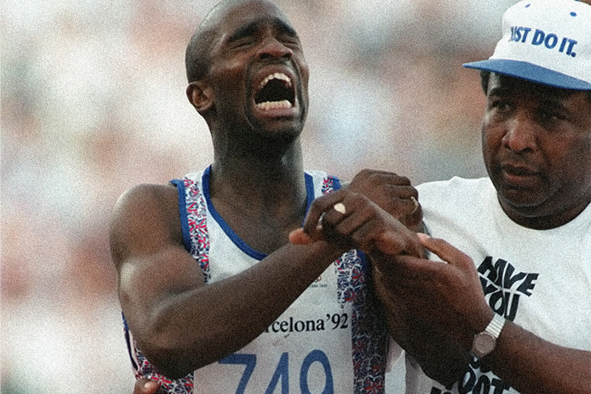 Derek Redmond com o pai em 1992