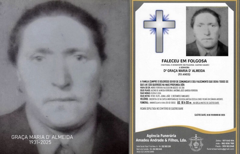 FOTO RIP  GRAÇA MARIA D&#39; ALMEIDA-93 ANOS (FOLGOSA