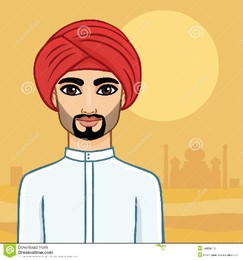 retrato-da-animação-do-homem-árabe-com-uma-barb