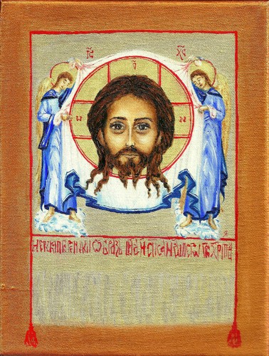 Icon Cristo, Mandylion with Angels