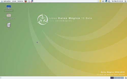 Ambiente de Trabalho Gnome em Linux Caixa Mágica 15 Beta
