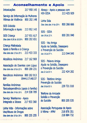 Serviços Especiais - Aconselhamento e Apoio