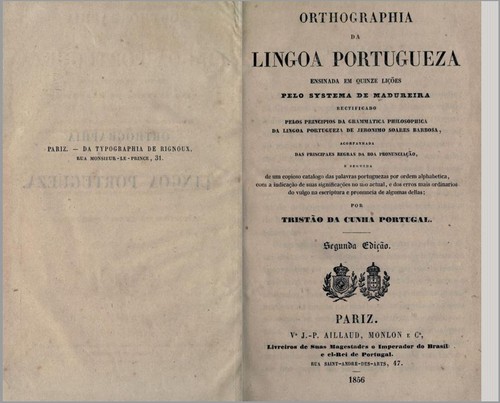 Orthographia da Lingoa Portugueza... 1856