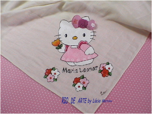 Hello kitty Pintura em tecido Pintado à mão Peint à la main