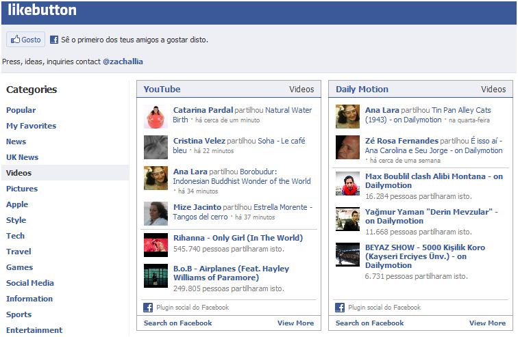botão gosto facebook