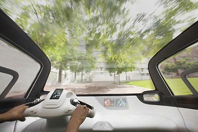 Imagem "onboard" do BB-1, o pequeno concept-car da Peugeot...