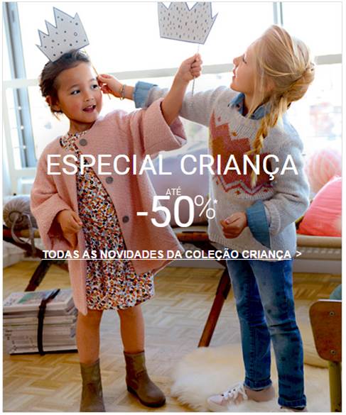 Vestuário de criança, em promoção, na La Redoute. 