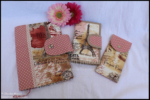 Capa de livros, carteira e estojo 