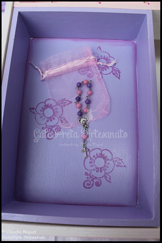 Caixa grande de batizado, caixa de recordações de bebé e moldura 