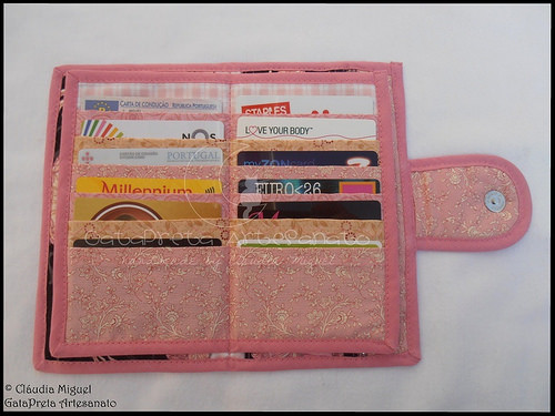 Carteira para notas, moedas, 24 cartões e cheques 