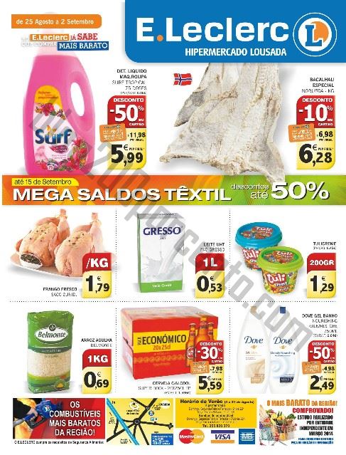 Antevisão Folheto E-LECLERC Lousada Promoções de 25 agosto a 2 setembro
