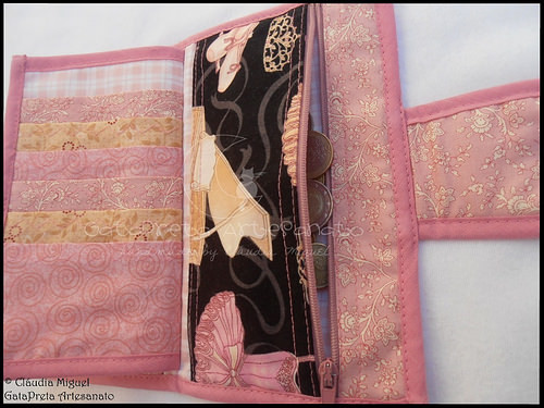 Carteira para notas, moedas, 24 cartões e cheques 