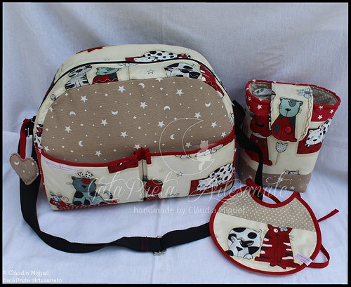 Mala de maternidade, bolsa para fraldas e babete 