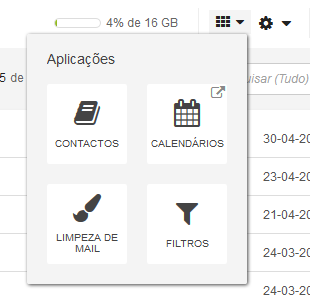 SAPO Mail - menu de apps