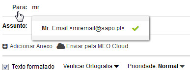 SAPO Mail - autocomplete