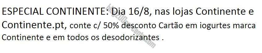 SMS Recebido CONTINENTE 50% em iogurtes CNT e Desodorizantes