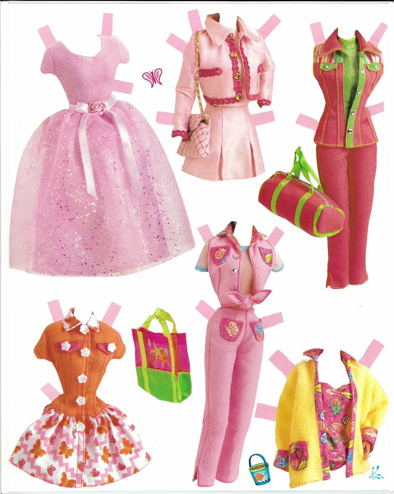 Bonecas de Papel - Barbie com roupas para imprimir - Brinquedos de Papel