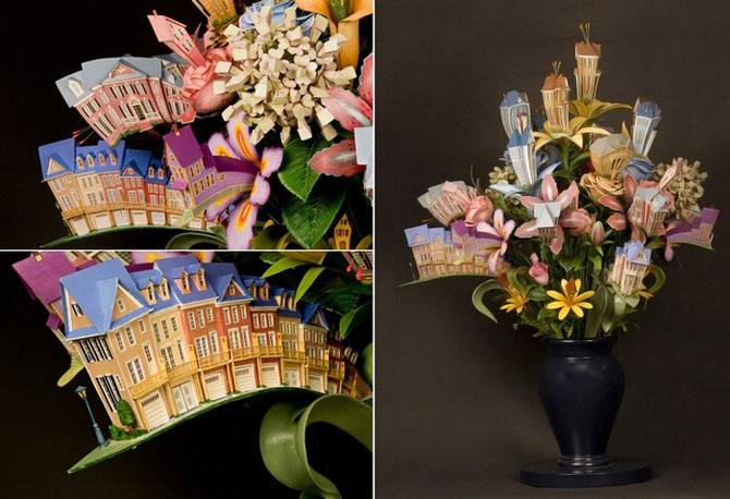 vasos flores arte miniatura casas