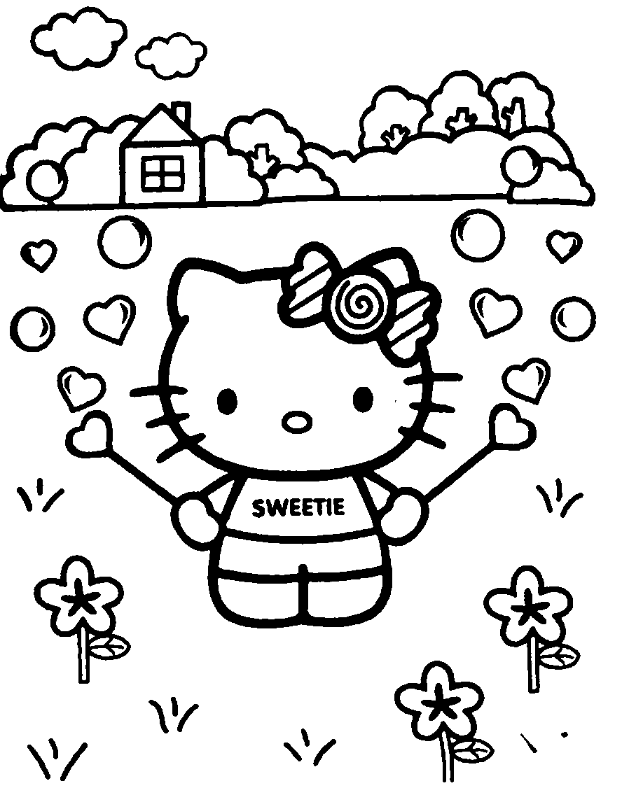 Desenhos da Hello Kitty para colorir - 7 passos