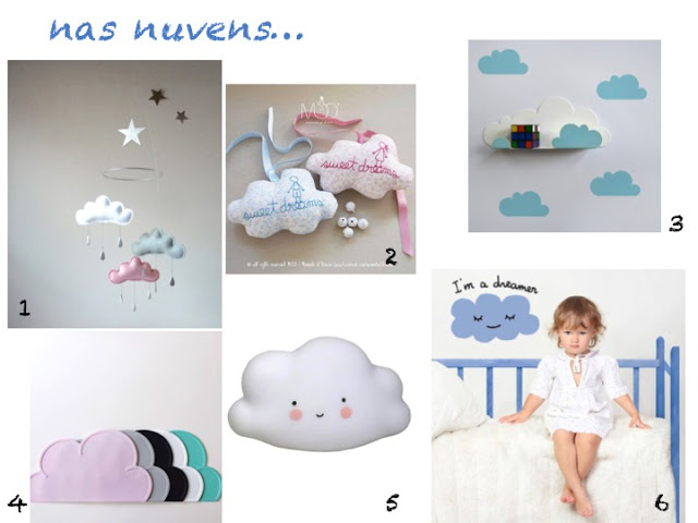 decoração + moments of dream + nuvens na decoração de quarto de crianças + tema nuvens + luzes de presença + vinyl de parede para quarto de crianças + mobile + inspiração para decorar o  quarto de um bebé + bica kids + loja this and that + caramello store