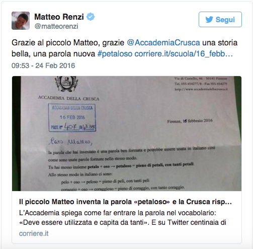 tsf + podcast + Matteo + petaloso + Academia Crusca + novo adjectivo italiano petaloso