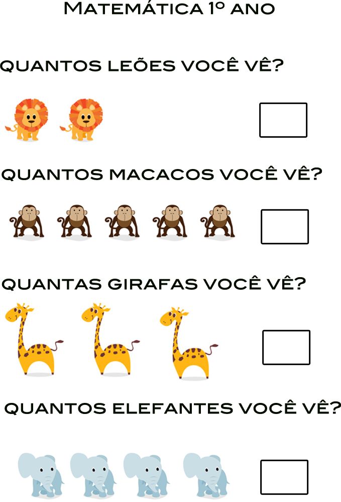 Atividades de Matemática 1º ano Fundamental para Imprimir - Brinquedos de  Papel