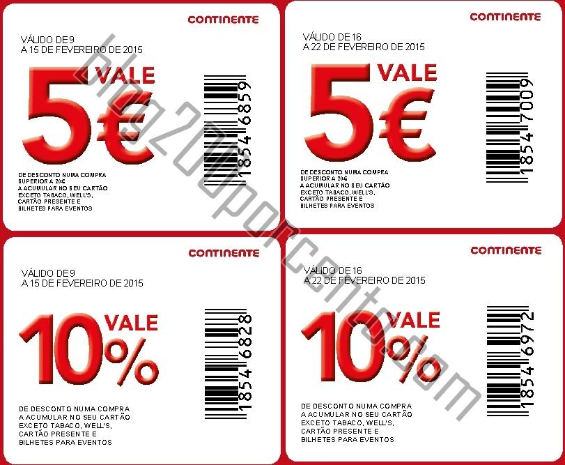 cupão 5 euros e 10 %
