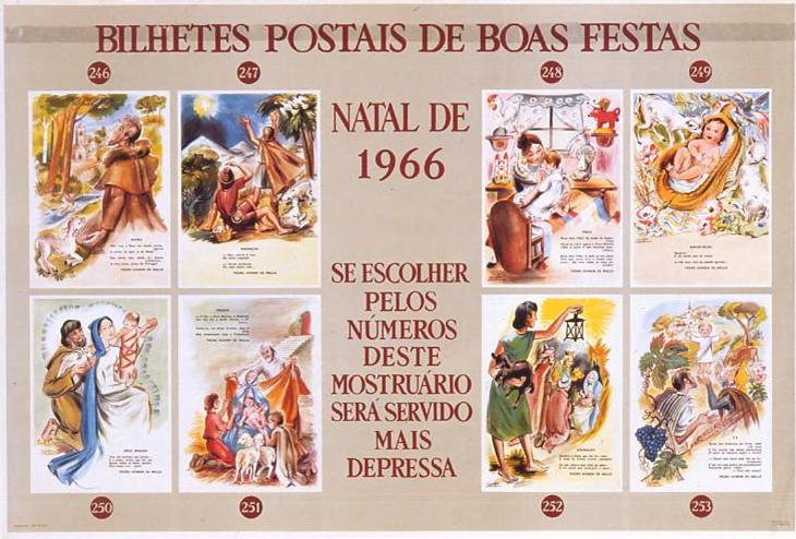 Cartaz de cartões de Natal dos correios, C.T.T.,1966.