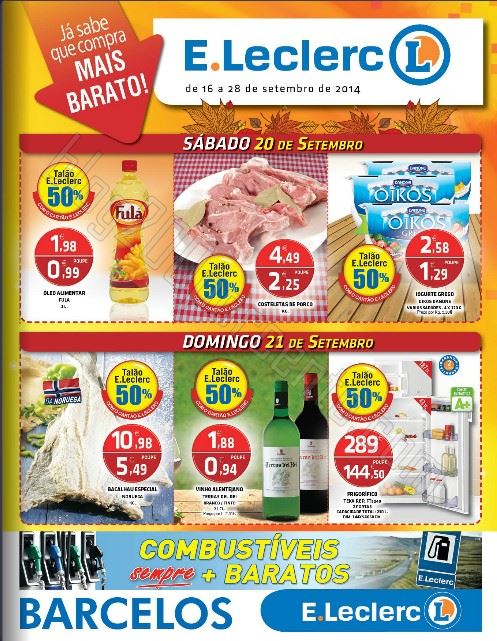 Antevisão Folheto E-LECLERC Barcelos Promoções de 16 a 28 setembro