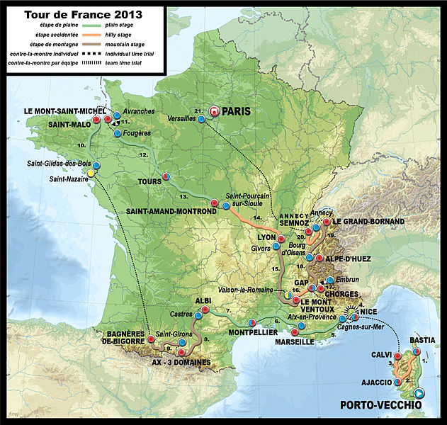 tour de france 2013 mapa percurso rota