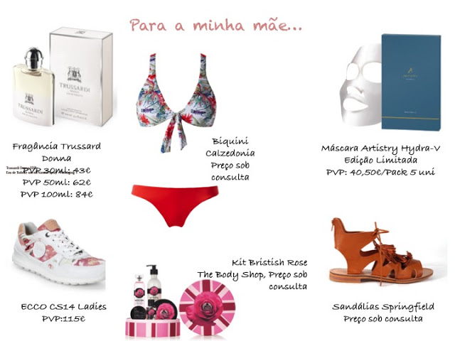 ecco shoes + trussardi + idesa perfumes + calzedonia + springfield + the bodyshop + artisty + dia da mãe + sugestões para oferecer no dia da mãe