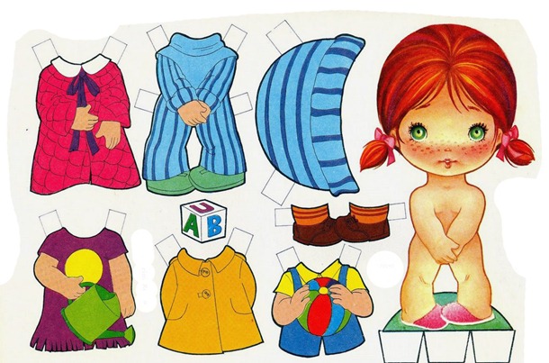 Bonecas de papel para vestir, imprimir e colorir