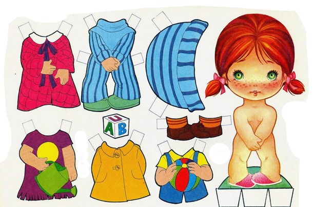 Kit Com 2 Bonequinhas De Papel Com Roupas Para Vestir