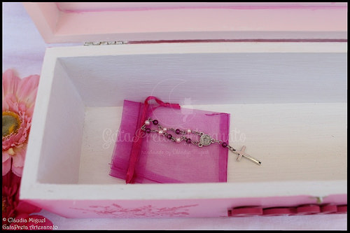 Caixa para vela e toalha de batismo 