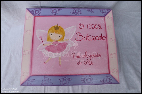 Caixa grande de batizado, caixa de recordações de bebé e moldura 