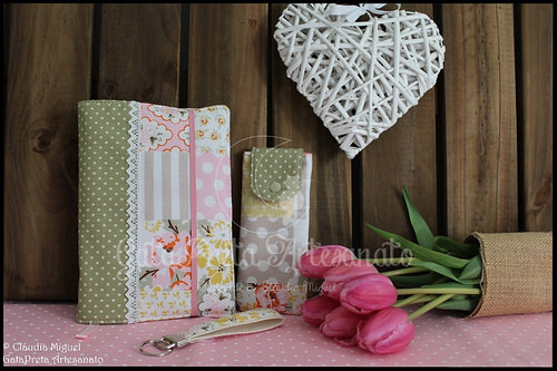 Capa para agenda A5, estojo e porta-chaves 