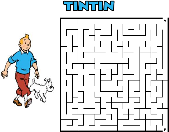 Tintin Jogo labirinto - Jogos para Imprimir Infantil - Brinquedos