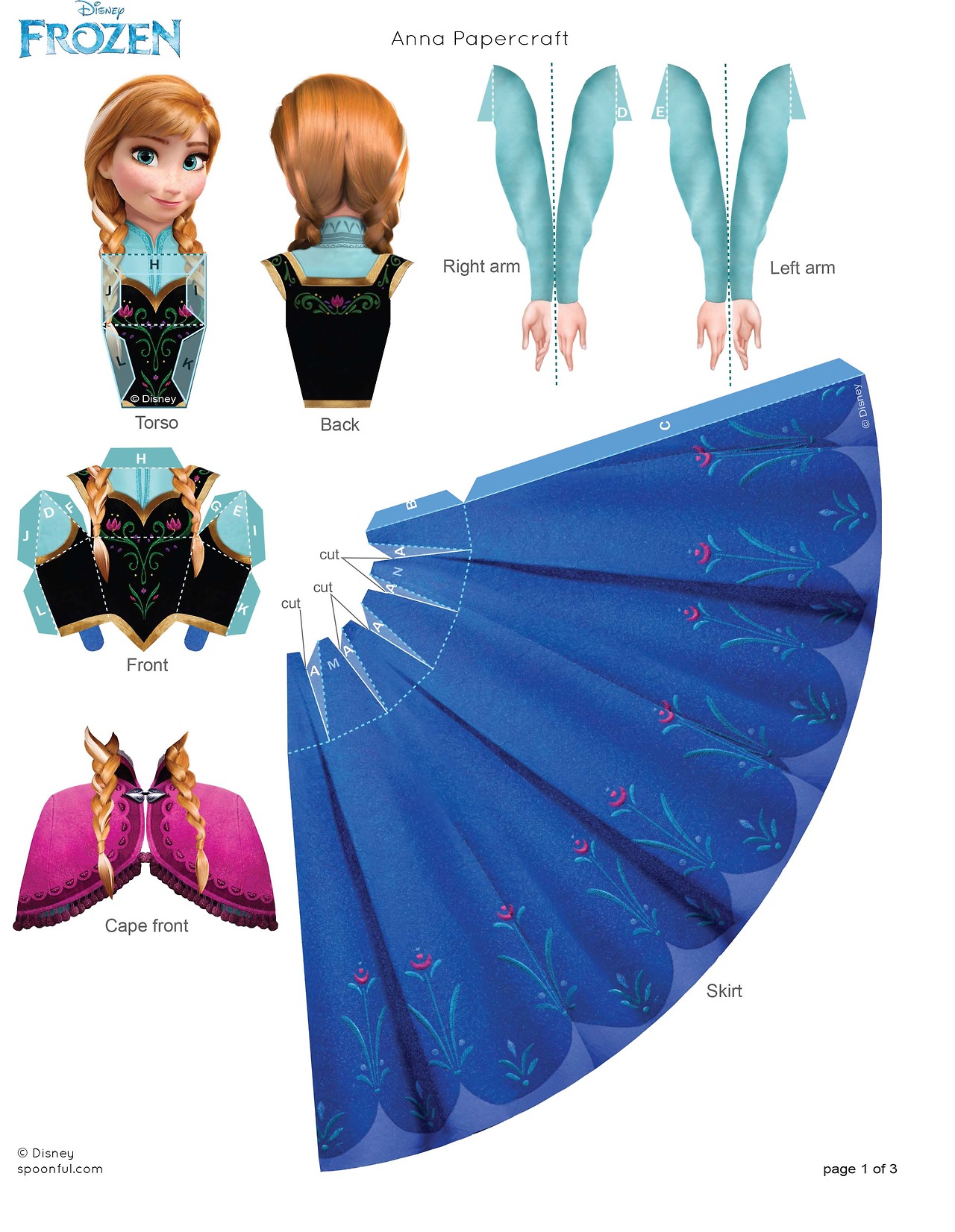 Frozen Disney Bonecas de Papel para Imprimir e vestir - Brinquedos de Papel