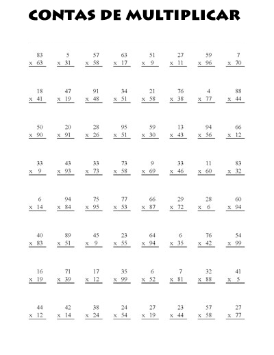 Terceiro Ano Questionários: Problemas de Multiplicação