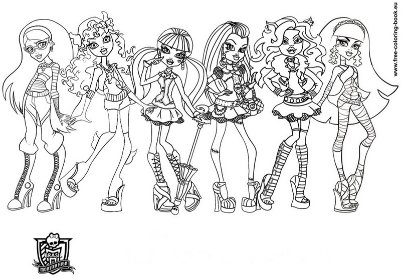 Desenhos para Colorir Monster High imprimir grupo - Brinquedos de Papel