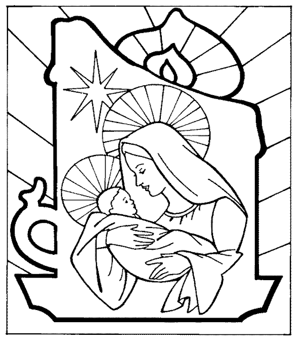 Maria e Jesus Desenhos de Natal para Colorir - Brinquedos de Papel